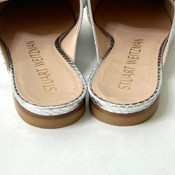 Stuart Weitzman Payson Pearl Slide Loafers in Silver Snake Size 7.5 - Picture 6 of 12